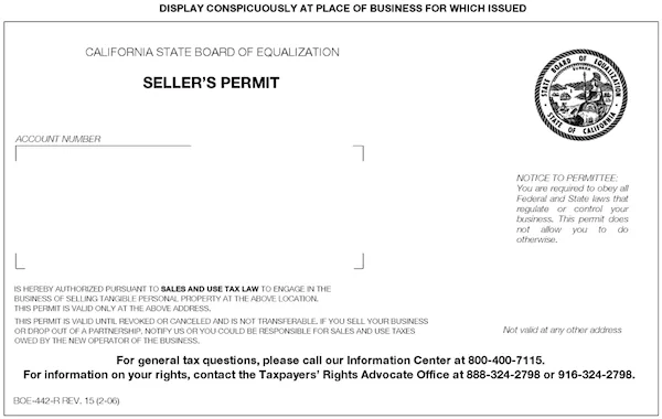 California seller's permit